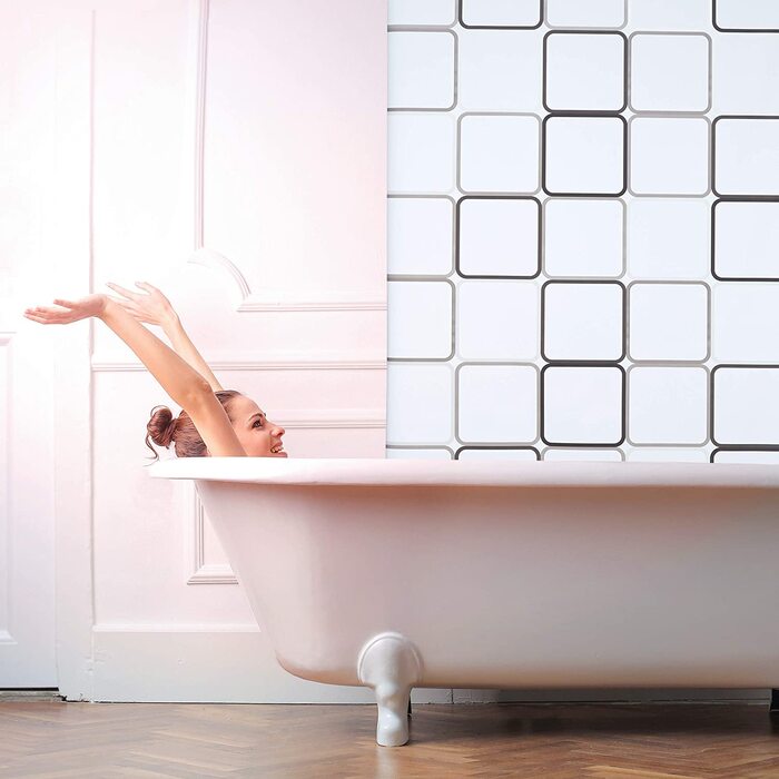 Водонепроникна шторка для душу Relaxdays Square, ретро, напівпрозора, для ванни та душу, стельове кріплення, 160x240 см