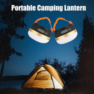 Yizhet LED кемпінгові ліхтарі 2 шт, USB акумуляторні, водонепроникні, 1800mAh, 3 режими, для намету, риболовлі, походів, екстрених ситуацій