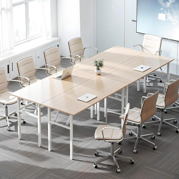 Розкладний письмовий стіл Sogesfurniture 120x60x75 см, дуб світлий/білий - комп'ютерний стіл, офісний стіл, конференц-стіл