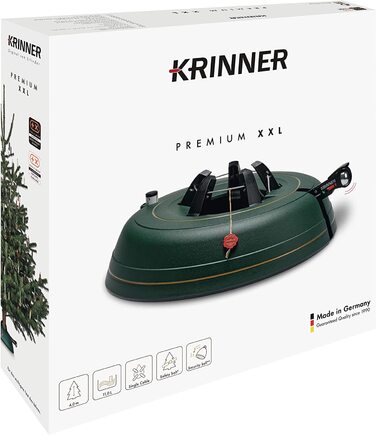 Підставка для ялинки KRINNER PREMIUM L зелена з педальним керуванням та тросовою системою. Безпечна дзвіночок для ялин висотою до 2,7м. Зроблено в Німеччині.