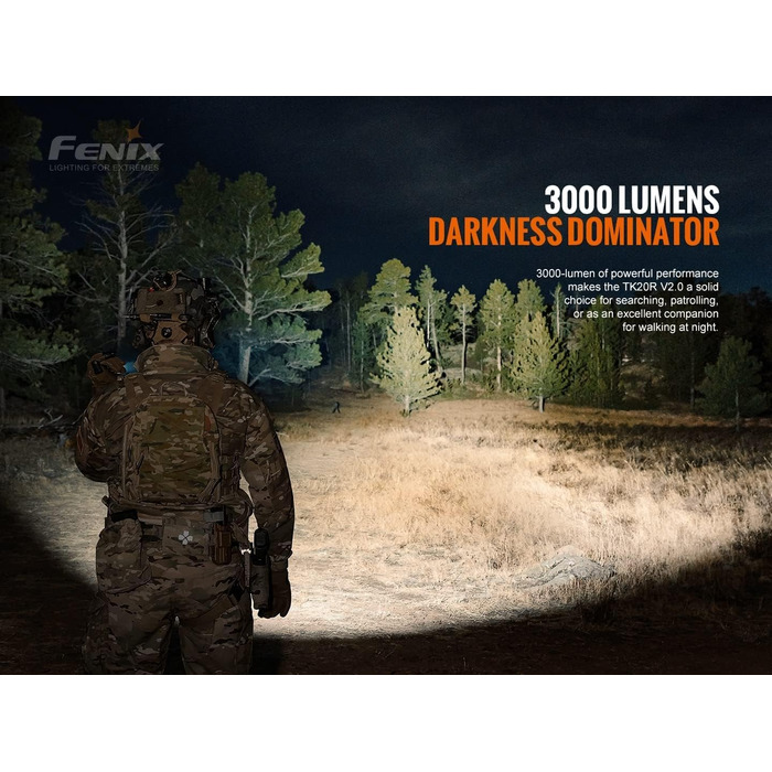 Ліхтар Fenix TK20R v2.0, 3000 Люмен, акумулятор 21700, USB-C, заряджання, APF, тактичний ліхтарик