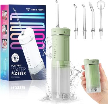 Портативний електричний іригатор для зубів JTF Munddusche Mini (зелений): 4 режими, 5 насадок, 230 мл, водонепроникний IPX7