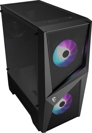 Корпус MSI MAG FORGE 100R Mid-Tower ATX, чорний, з RGB підсвіткою, 2x USB 3.1, 2x 120 мм A-RGB вентилятори, 1x 120 мм вентилятор