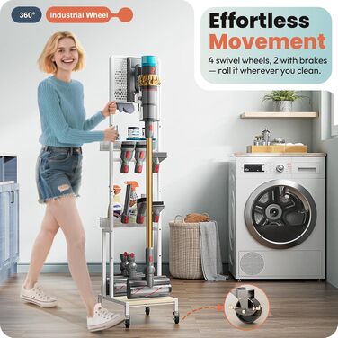 Підставка для пилососа Dyson V15, V12, V11, V10, V8, V7, V6 Gen5 з тримачем для насадок - біла