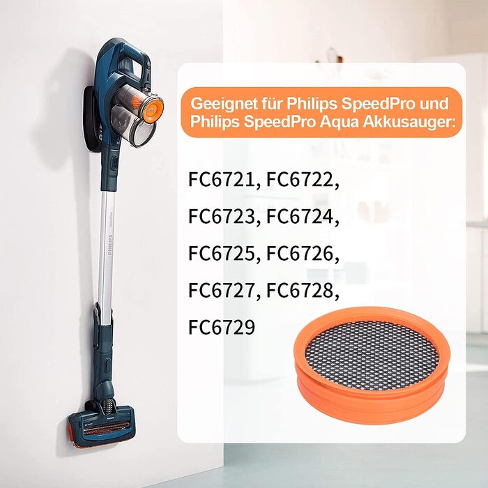 Набір з 4 фільтрів FC8009/01 для пилососів Philips SpeedPro і SpeedPro Aqua, змінний фільтр для акумуляторних пилососів Philips FC6721–FC6729