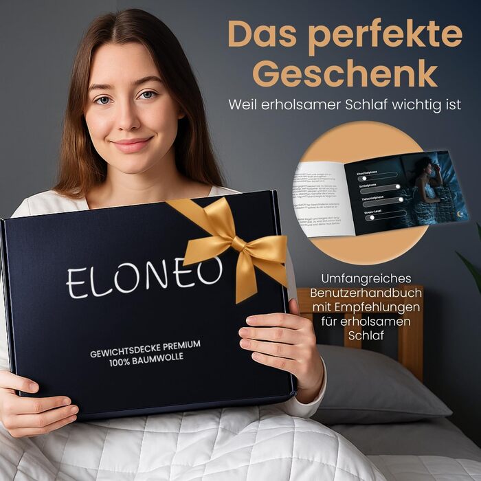 Обтяжена ковдра ELONEO NEU 135x200 см, 11 кг, 100% бавовна, антистрес-ковдра для сну з сертифікатами TÜV та Oeko-Tex