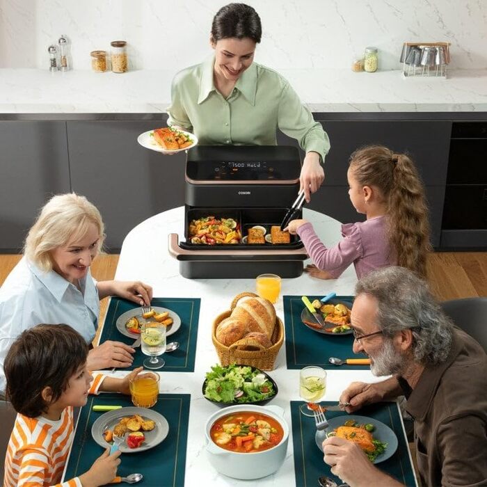 Фритюрниця Cosori Twinfry Chef Edition з двома кошиками, 10 л, Wi-Fi, з силіконовими щипцями