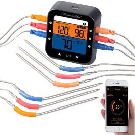 Професійний Bluetooth термометр для гриля Rosenstein & Söhne з додатком, кольоровим дисплеєм і 6 датчиками