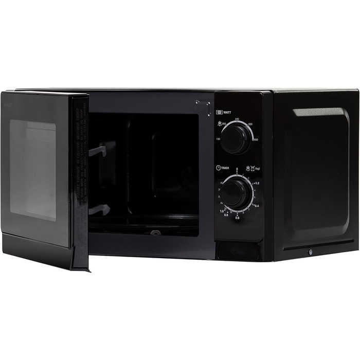 Мікрохвильова піч Sharp R200BKW 20 л, 800 Вт, 5 режимів, таймер 35 хв, чорна, скляний піддон, енергозберігаюча