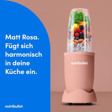 Nutribullet Pro 900 Блендер для смузі та коктейлів, 900 Вт, матово-рожевий (NB904MASN) - професійний міксер для фруктів та овочів