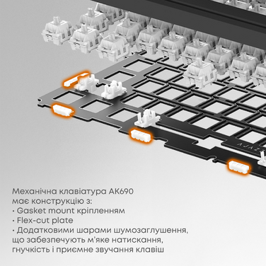 Дротова механічна клавіатура Ajazz AK690 Peach Mist Switch (AK690-PM-W)
