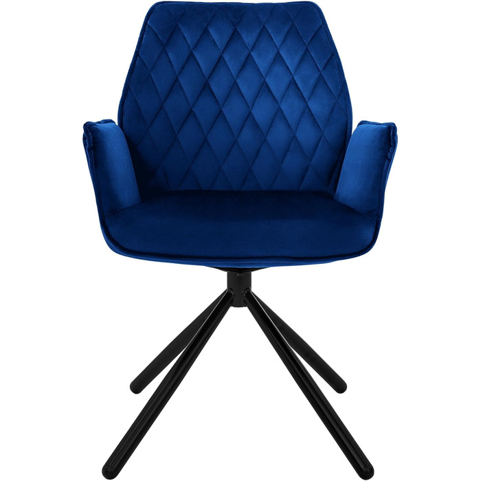 Крісла для їдальні ML-Design, комплект з 4 шт., темно-синій, з м'якою оббивкою з велюру, поворотні, з металевими ніжками, ергономічні