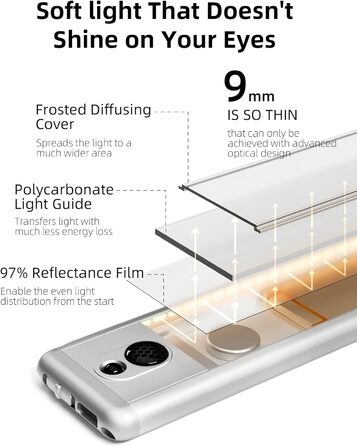LED підсвітка для кухні EZVALO 23 см, сенсорна, з пультом, акумулятор 1600 mAh, USB зарядка, набір 3 шт, тепле світло