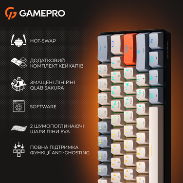 Дротова механічна клавіатура GamePro MK130 V2 Infinity QLAB Sakura Black (MK130-V2-B-QS)