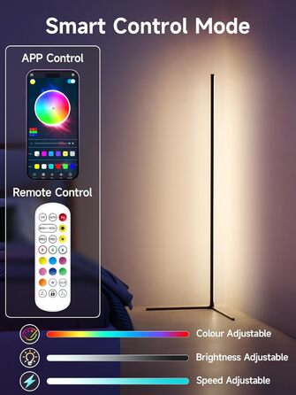 Світлодіодний кутовий світильник GIPOYENT RGB з синхронізацією музики та керуванням через додаток, 16 млн кольорів для спальні, вітальні, геймерської кімнати