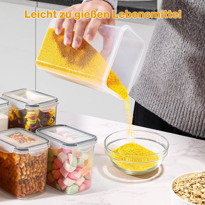 Набір контейнерів для зберігання продуктів YASHE 24 шт. з кришкою, герметичні, BPA-free, для сухої їжі, мюслі, борошна та цукру