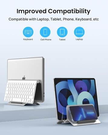 Підставка для ноутбука SODI вертикальна, автоматична, з алюмінію, для MacBook Pro/Air, ноутбуків, планшетів, телефонів (срібна)