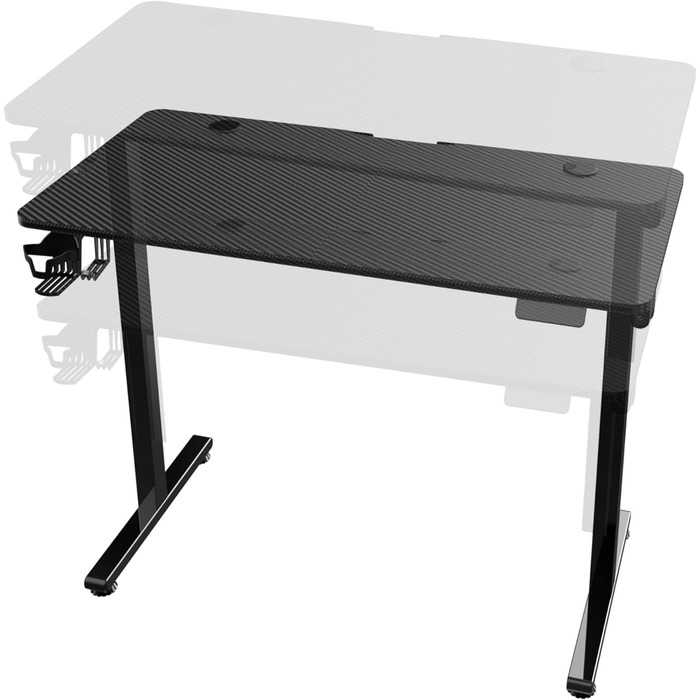 Електричний регульований стіл pro.tec Stryn 120x60 см, геймерський, з пам'яттю висоти, чорний