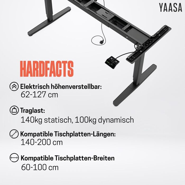 Рамка Yaasa Frame S для столу, регулювання висоти | USB-порт | 2-х рівневий телескопічний механізм | Блокування клавішами (Білий) | Чорний (Pro)