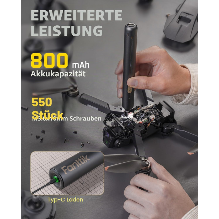 Набір мініатюрних викруток Fanttik E2 Ultra 50-в-1, електричний, 3.7V, 0.6Нм, для ремонту iPhone, ноутбуків, окулярів, годинників (сірий)