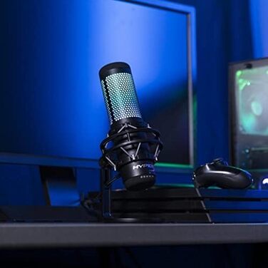HyperX QuadCast S – RGB USB конденсаторний мікрофон для ПК, PS4, Mac, із захистом від вібрацій та ударів, поп-фільтром, для ігор, стрімінгу, подкастів, Twitch, YouTube, Discord