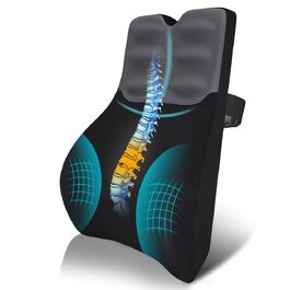 Подушка для спини з піни Memory Foam Schaum: ергономічна підтримка попереку для офісного крісла, автокрісла та робочого столу, чорно-сіра