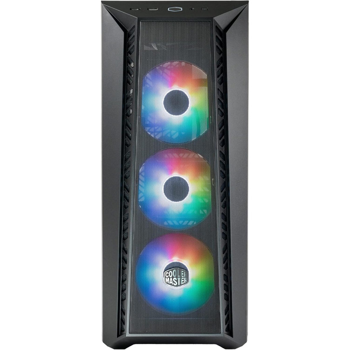 Корпус для ПК Cooler Master MasterBox 520 Mesh, Mid-Tower ATX, 3 встановлених вентилятори, сітчаста передня панель, скляна бічна стінка, ARGB-контролер, чорний