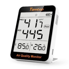 Монітор якості повітря Temtop S1: вимірювач PM2.5, AQI, температури та вологості, для дому та офісу, подовжений термін роботи батареї (60 днів)