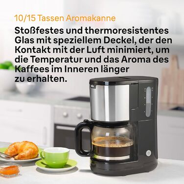 Кавоварка Braun PurShine KF 1500 BK, фільтраційна, скляний глечик 10 чашок, OptiBrew, авто-вимкнення, 1000 Вт, чорна