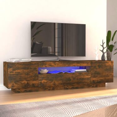 ТВ тумба vidaXL з LED підсвіткою, бетонно-сіра, 160x35x40 см, сучасний низький комод для вітальні
