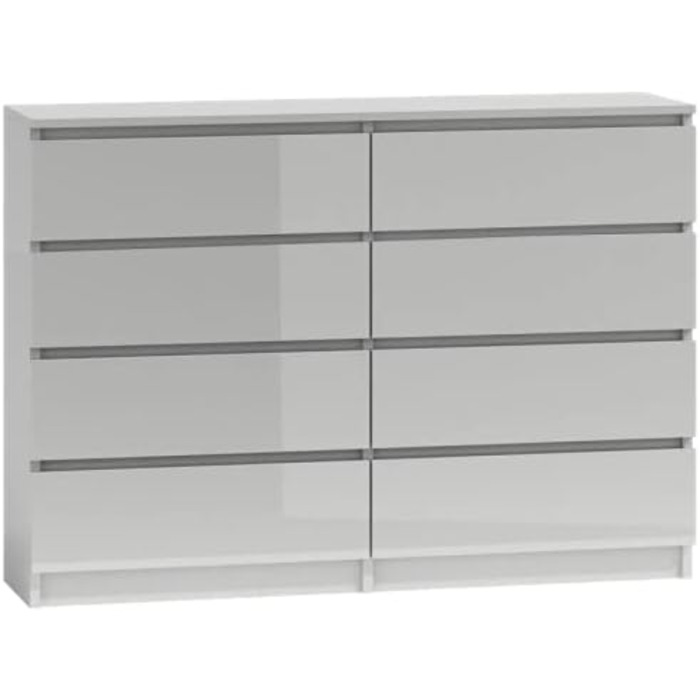 Комод 3E living з 8 шухлядами, 120 см, чорний, 4 кольори