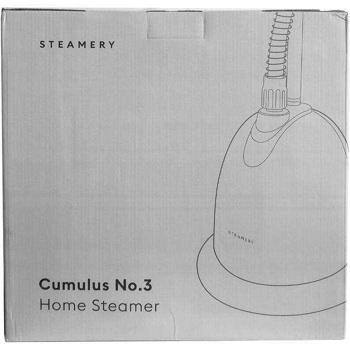 Вертикальний відпарювач Steamery Cumulus No.3 для дому, 1750 Вт, з вішаком і термозахисною рукавичкою, 60 хвилин роботи, видалення складок, чорний/сірий