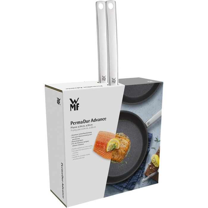 Набір сковорідок WMF Permadur Advance Induktion, 2 шт., 28 + 24 см, нержавіюча сталь Cromargan з покриттям, для духовки