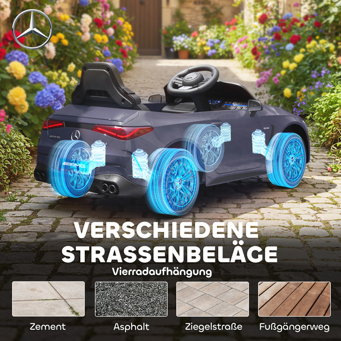 Електромобіль для дітей Kinder, дизайн Mercedes-Benz, двигун 12V, пульт дистанційного керування, світлодіодні фари, музика, для дітей віком 3-6 років, сірий колір