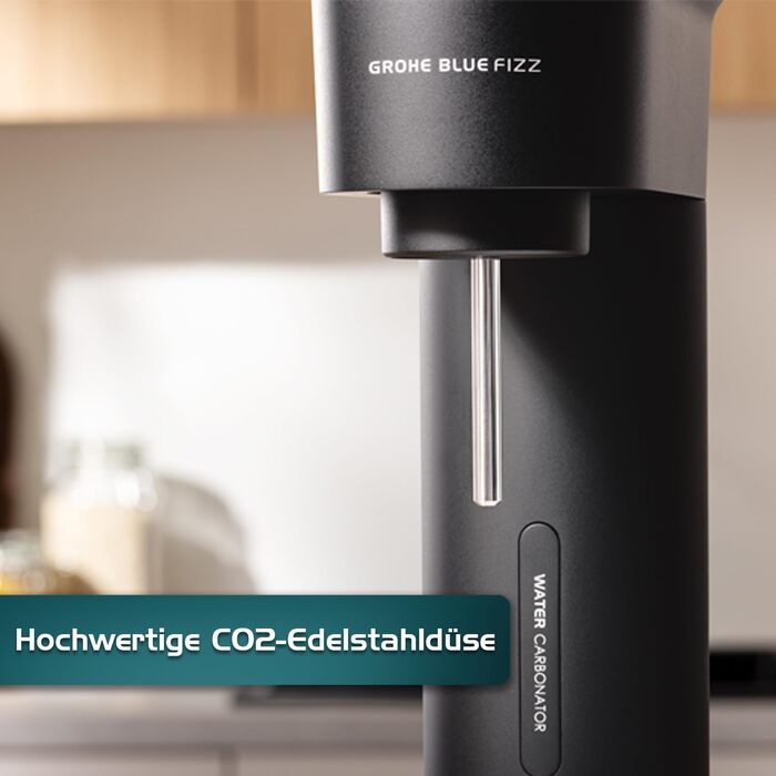 Сифон для газування води GROHE Blue Fizz Starter Set, чорний, 3 рівні газування, пляшка 0.85л (без балона CO2), арт. 31943K00