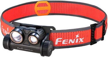 Налобний ліхтар FENIX HM65R-DT, подвійний світловий потік, легкий, для бігу, кемпінгу, спорту, з еластичним спортивним ремінцем, чорний