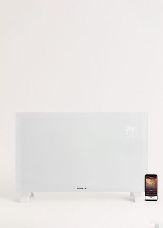 Електричний конвектор з Wi-Fi 2000 Вт, скляний, білий, LED-екран
