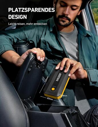 Powerbank Starthilfe AstroAI B8 для автомобіля: 7.0L бензин/5.5L дизель, Jump Starter з LED, QC 3.0 USB, 12V