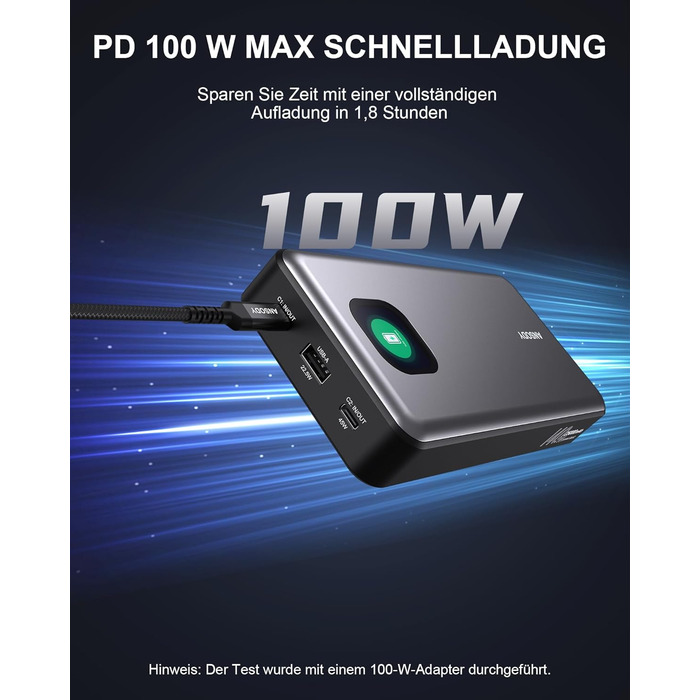Powerbank 140W, 25000mAh з дисплеєм, PD3.1 для ноутбуків, MacBook, iPad, iPhone, Switch