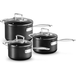 Набір каструль Le Creuset 3 шт. Ø16, 24, 26 см, антипригарне покриття, для всіх типів плит (індукція), антрацит/срібло