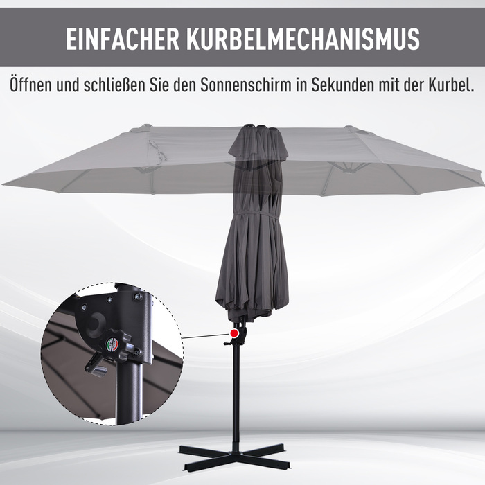 Консольна парасолька Outsunny Double Parasol з регульованою садовою парасолькою Sunshade Metal Dark Grey 440 x 270 x 250 см