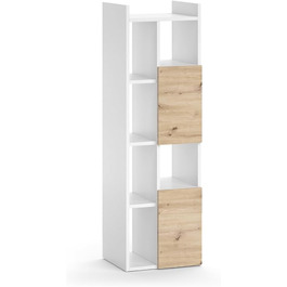 Висока шафа для ванної Vicco Alf, білий/дуб, 36x117 см, 2 шухляди