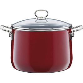 Каструля Riess Nouvelle Rosso Extra Stark емальована 6,5 л з скляною кришкою, для індукції, 24 см