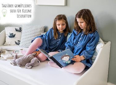 Дитяче ліжко Kids Collective 80x180 см з матрацом, захистом від падіння, висувною шухлядою, трансформується в диван, біле