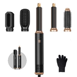 Набір для укладки волосся Hairstyler 5-в-1 з автоматичною завивкою, фен-щітка та насадки, чорний колір