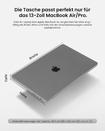 Сумка для ноутбука tomtoc 360° Business для MacBook Air 13 M5 та MacBook Pro 13, захисний чохол чорного кольору