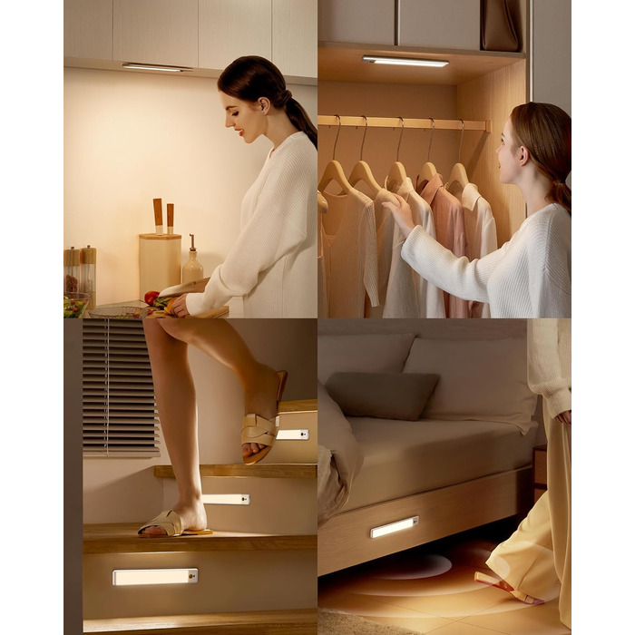 LED підсвітка для кухні EZVALO 23 см, сенсорна, з пультом, акумулятор 1600 mAh, USB зарядка, набір 3 шт, тепле світло