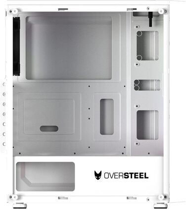 Oversteel Iridium — ігровий корпус для ПК ATX/Micro ATX/ITX, 120 мм A-RGB вентилятор, сітчаста передня панель, 2 пилові фільтри, загартоване скло, USB 3.0, білий