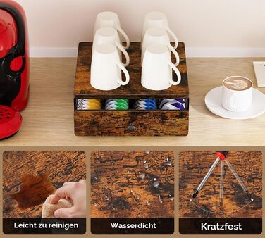 Тримач для капсул Tassimo на 64 кавових капсул, металевий органайзер-диспенсер для зберігання капсул (Вінтажний коричневий)