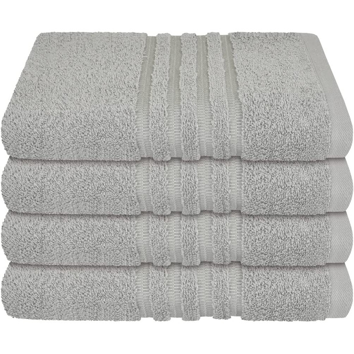 Рушники махрові Schiesser Milano 4 шт, 50x100 см, сріблясті, 100% бавовна, екологічні, м'які, для ванної кімнати